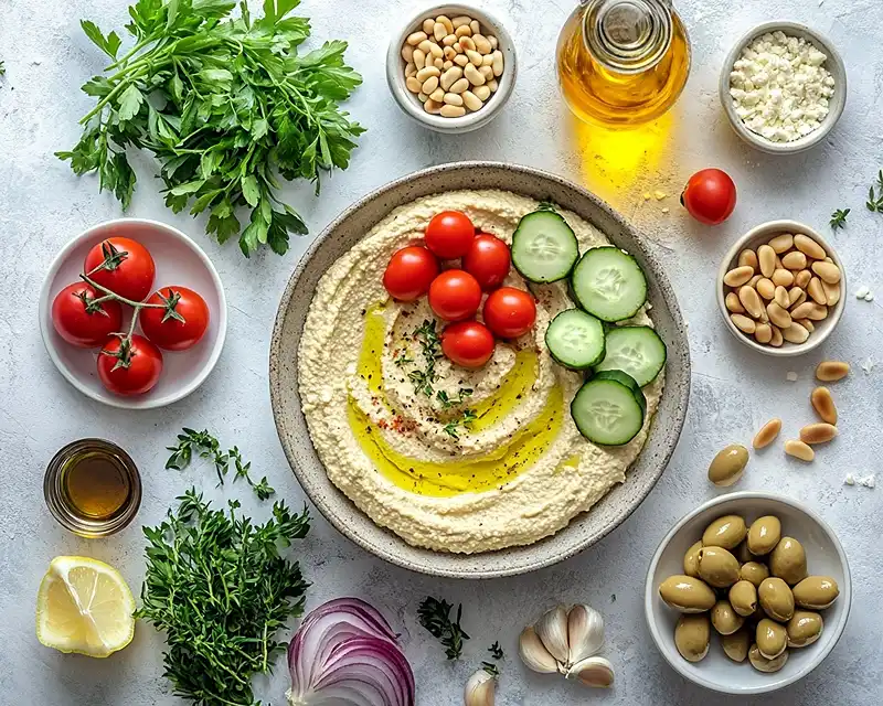 Ingredients for Greek Style Loaded Hummus