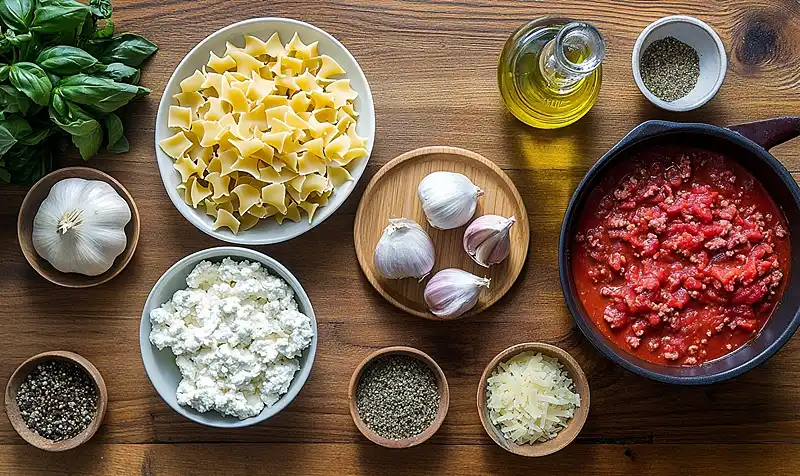 Ingredients for High Protein Lasagna Soup
