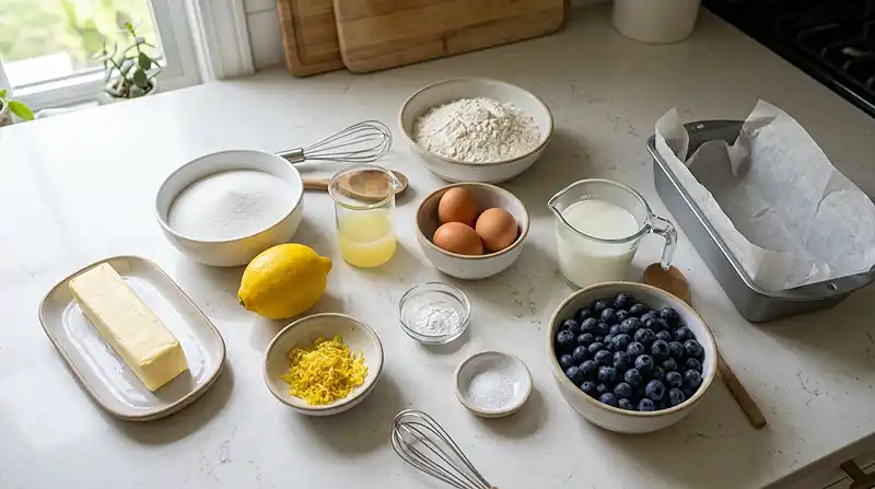 Ingredients for Lemon Blueberry Bread