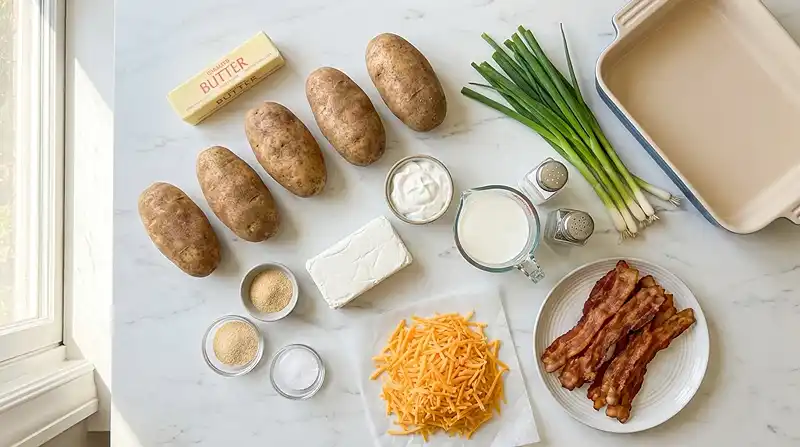 Ingredients for Loaded Baked Potato Casserole