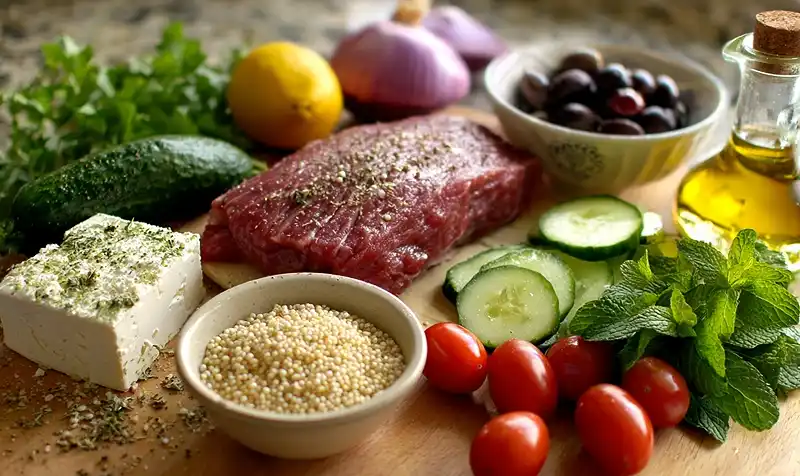 Ingredients for Mediterranean Steak Bowl