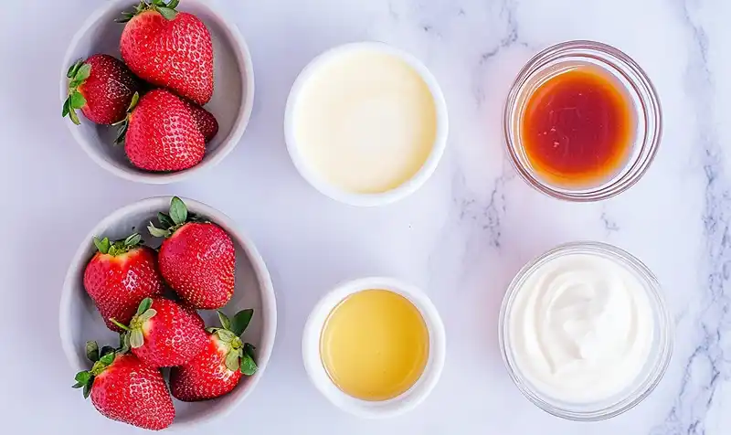 Ingredients for Mexican Strawberries And Cream Dessert