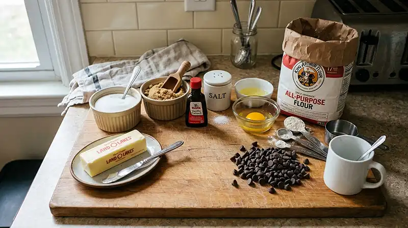 Ingredients for Microwave Chocolate Chip Mug Cookie
