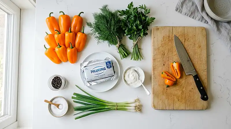 Ingredients for Mini Carrot Peppers Stuffed