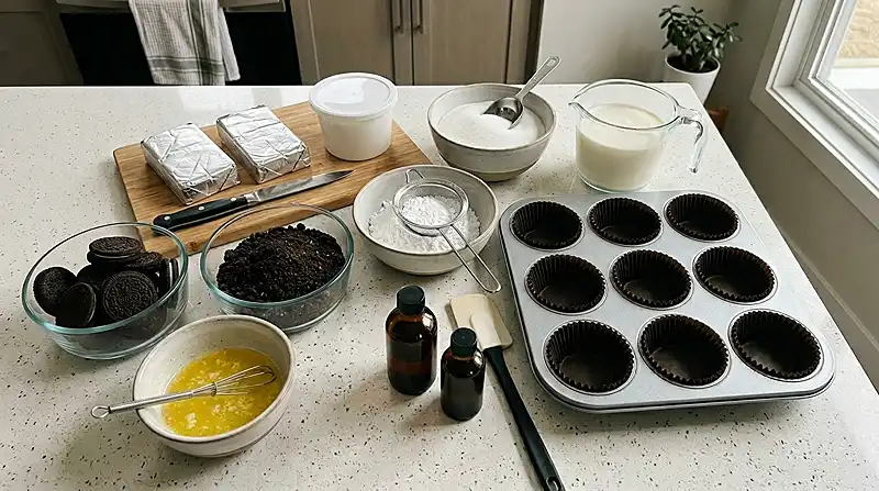 Ingredients for Mini Oreo Cheesecakes