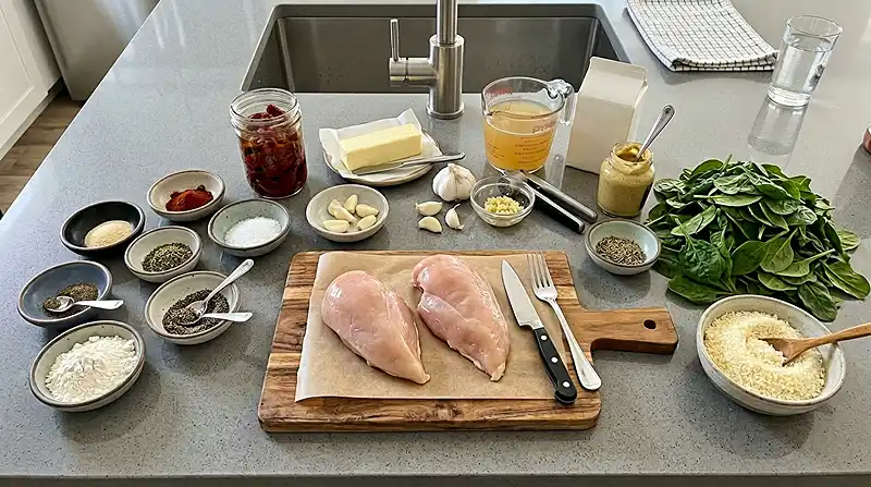 Ingredients for One-Pan Creamy Tuscan Chicken