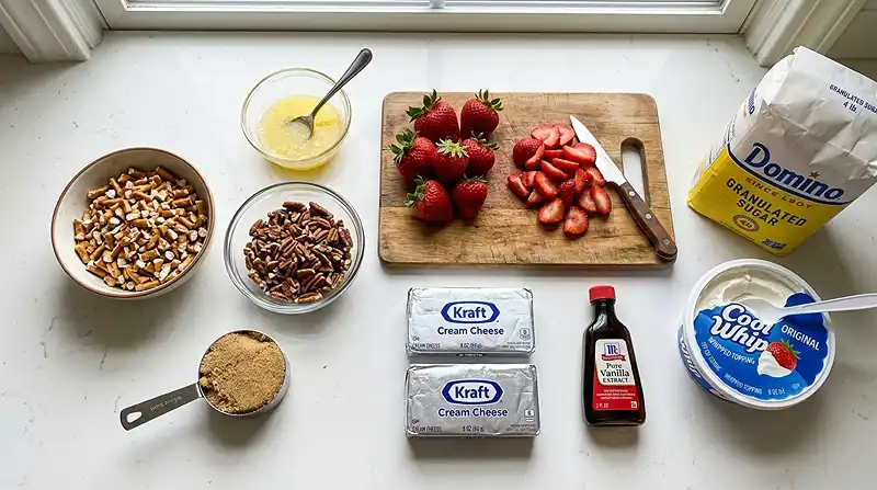 Ingredients for Refreshing Strawberry Crackle Salad