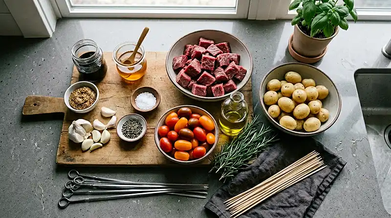 Rosemary Garlic Steak Kebabs 3 Ingredients for Rosemary Garlic Steak Kebabs