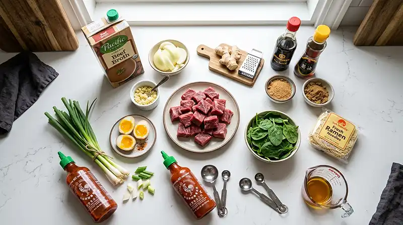 Ingredients for Slow Cooker Beef Ramen Noodles