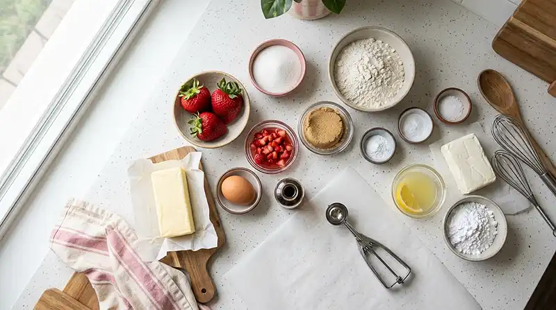 Ingredients for Strawberry Shortcake Cookies