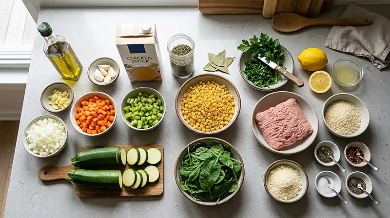 Ingredients for Summer Minestrone with Turkey Meatballs