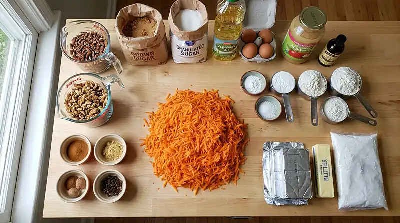 Ingredients for carrot cake