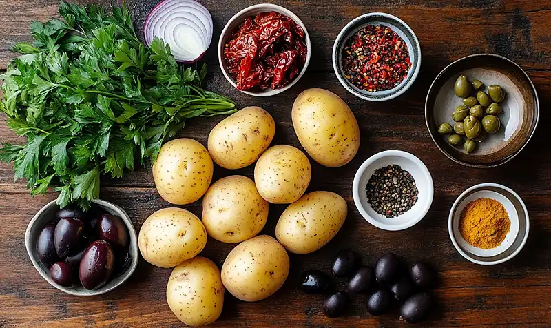 Ingredients for sumac potato salad