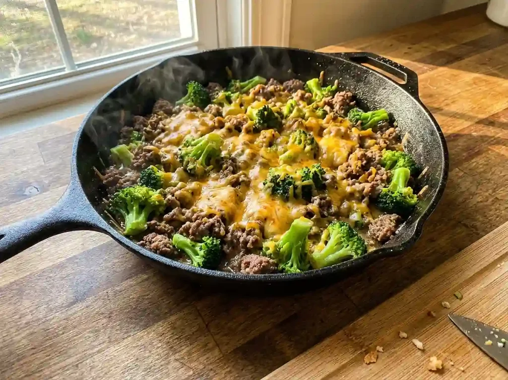 Keto Hamburger Broccoli Skillet