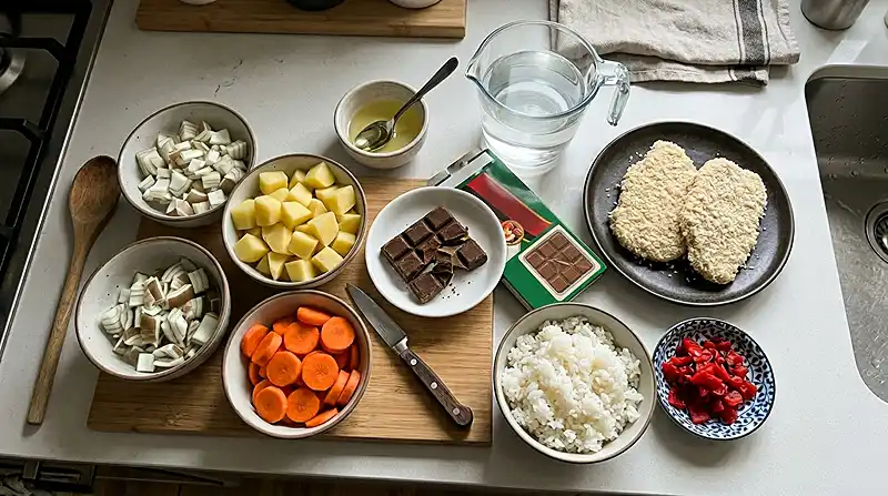Japanese Chicken Katsu Curry 3 Main ingredients for Japanese Chicken Katsu Curry