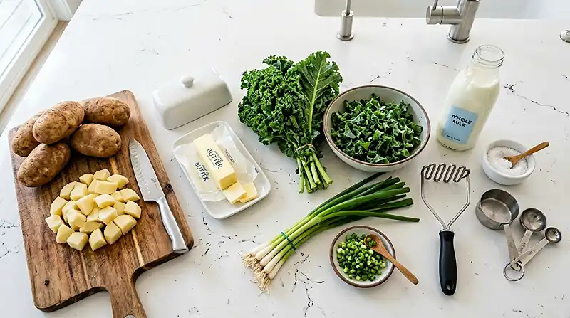 Main ingredients for colcannon recipe