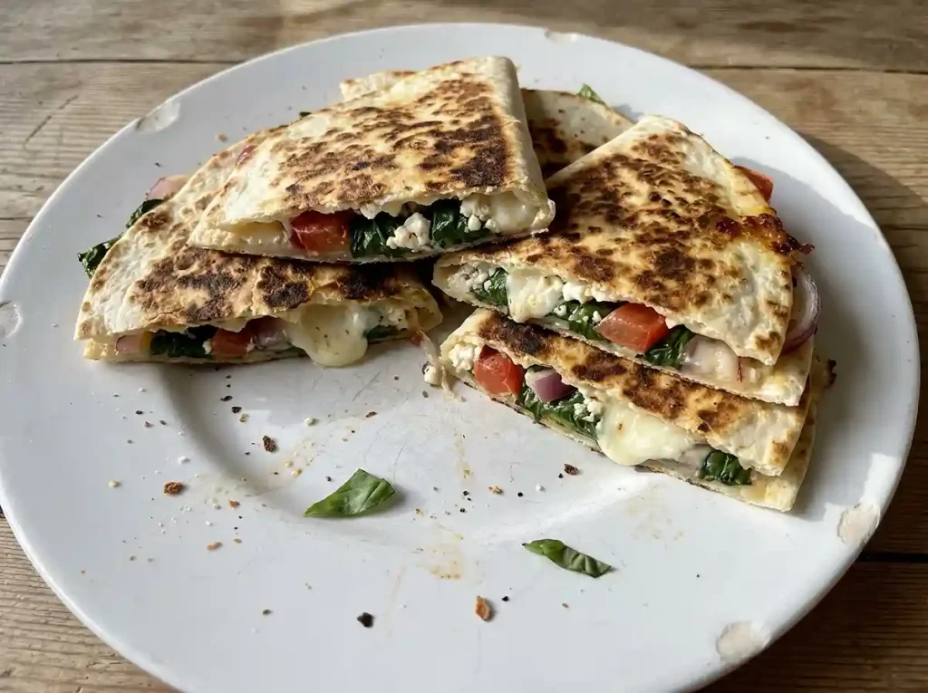 Mediterranean Quesadillas with Spinach