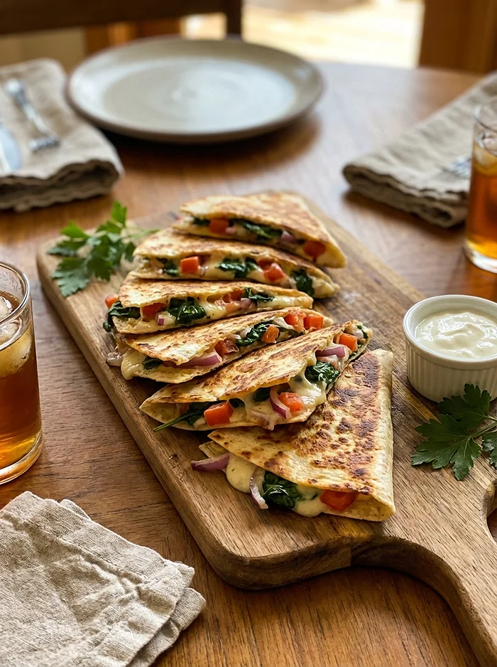 Mediterranean Quesadillas with Spinach Recipe