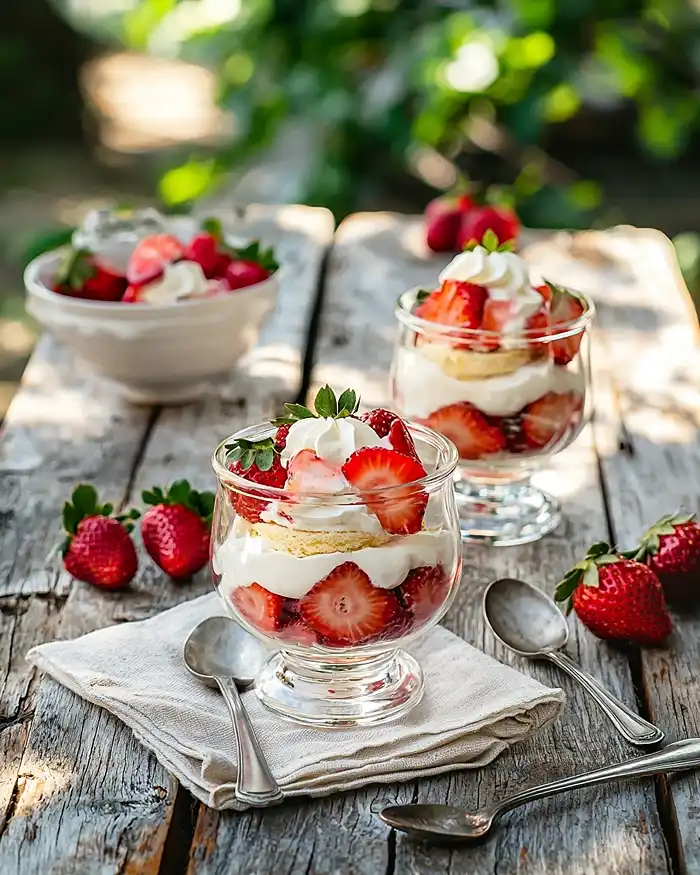 Mexican Strawberries And Cream Dessert on table