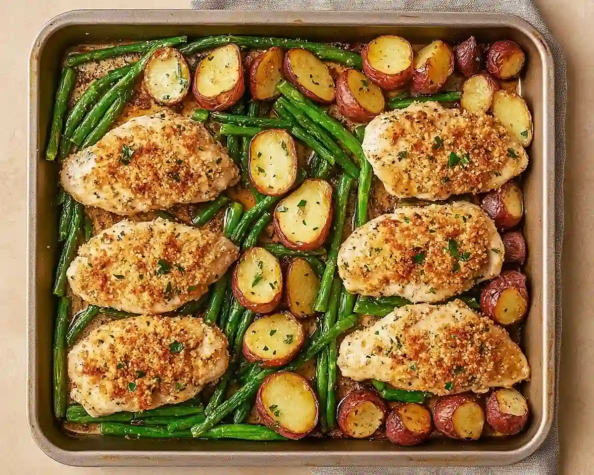 Parmesan Crusted Chicken Sheet Pan Dinner
