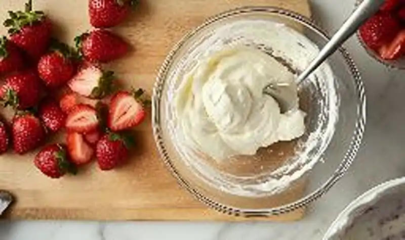 Preparation of Mexican strawberries and cream dessert
