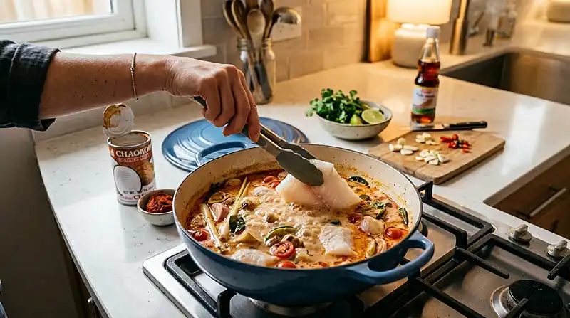 Preparing Coconut Lime Fish Soup