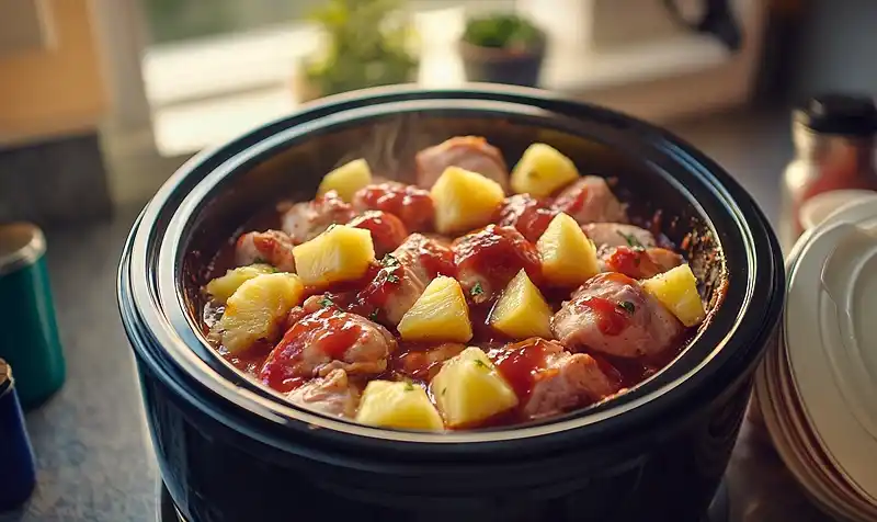 Preparing Crockpot Pineapple Chicken