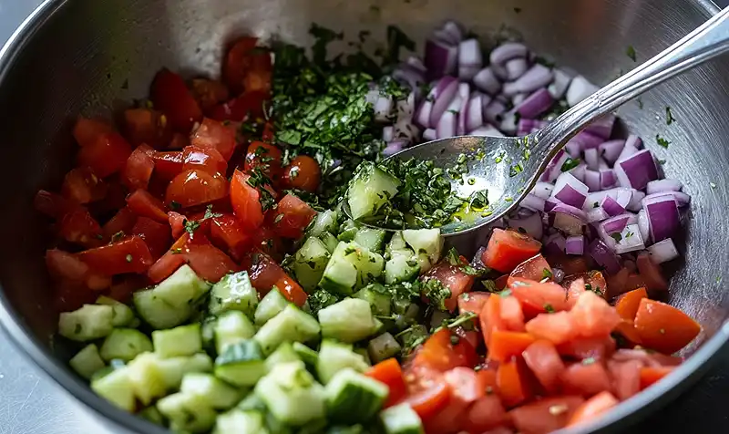 Preparing Greek Style Loaded Hummus