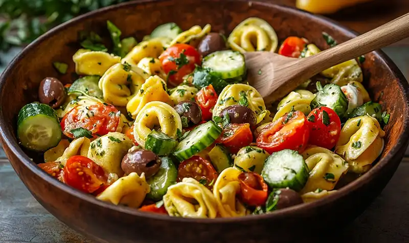 Preparing Italian Tortellini Pasta Salad