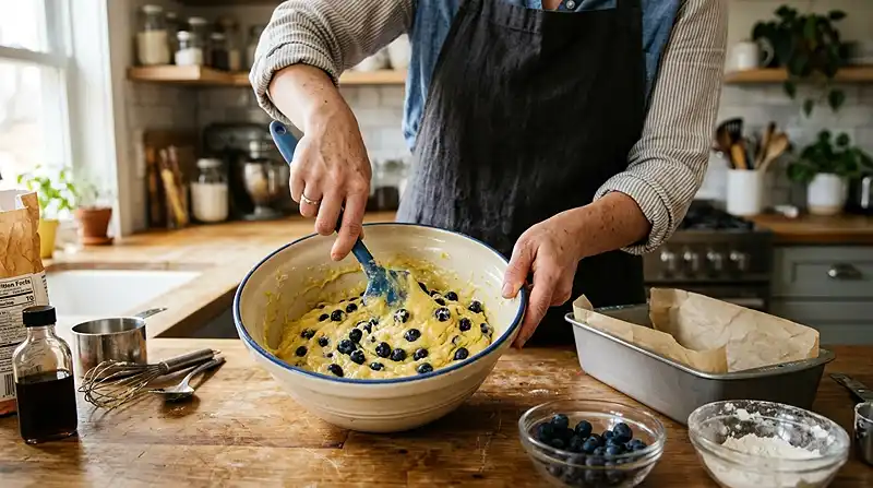 Preparing Lemon Blueberry Bread