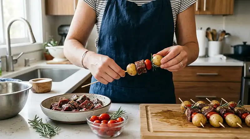 Rosemary Garlic Steak Kebabs 4 Preparing the Rosemary Garlic Steak Kebabs