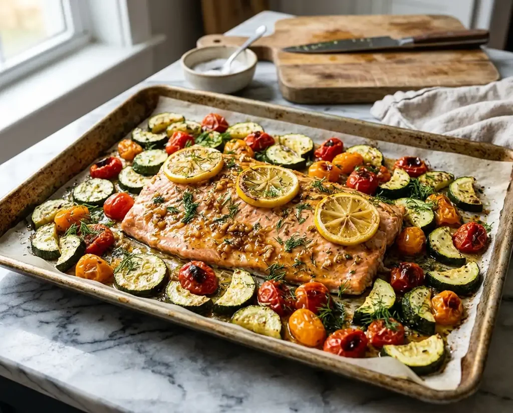 Sheet Pan Honey Garlic Salmon with Vegetables