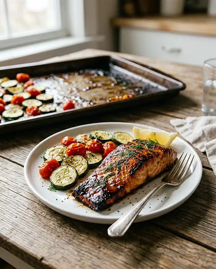 Sheet Pan Honey Garlic Salmon with Vegetables 5 Sheet Pan Honey Garlic Salmon with Vegetables Recipe