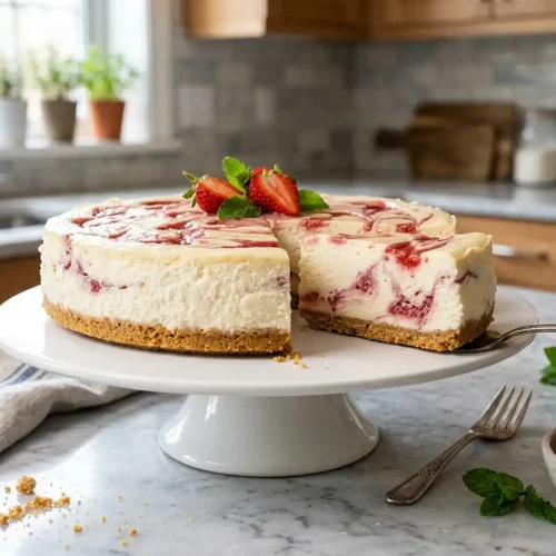 Strawberry Swirl Cheesecake