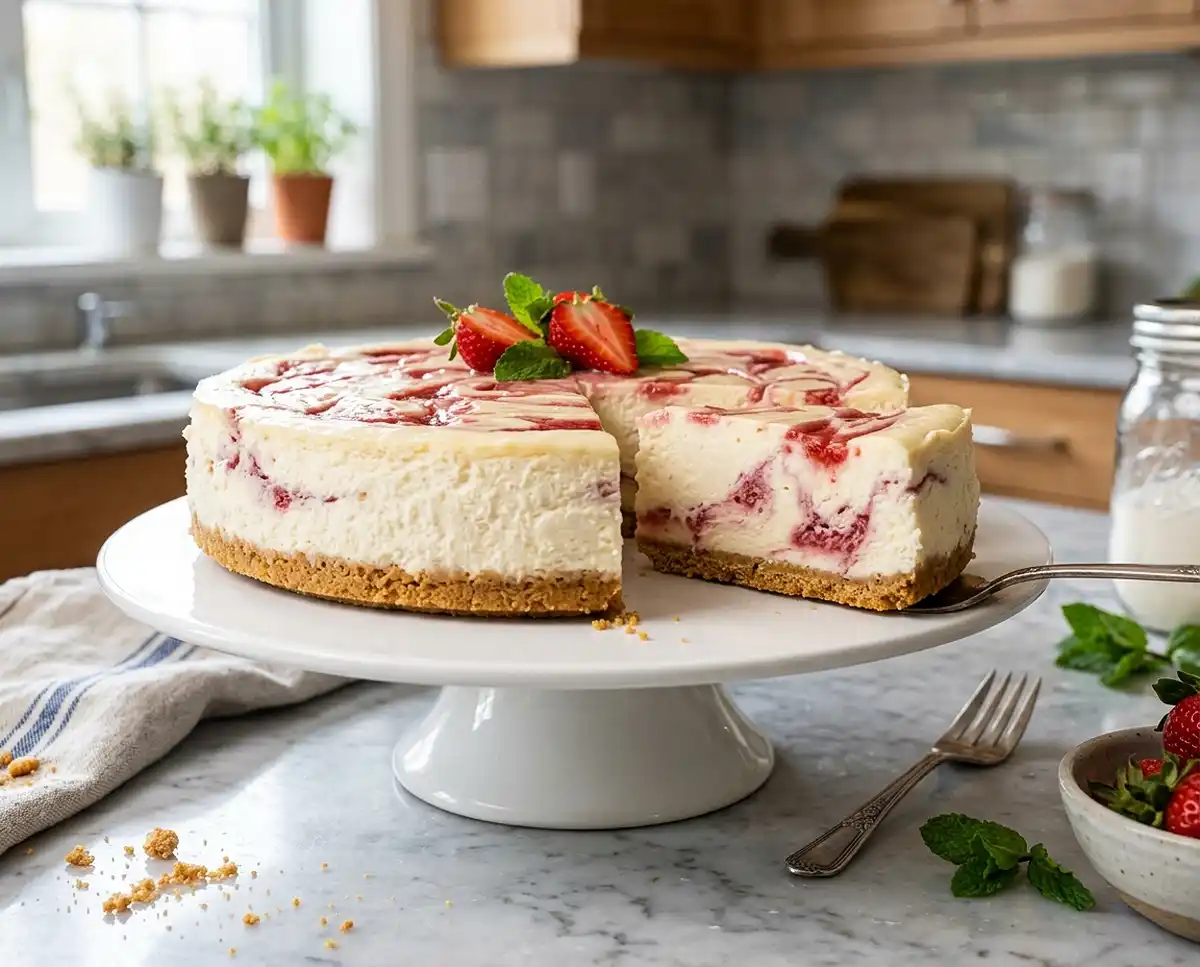 Strawberry Swirl Cheesecake