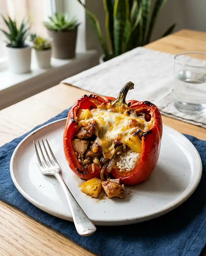 Teriyaki Pineapple Chicken and Rice Stuffed Peppers recipe