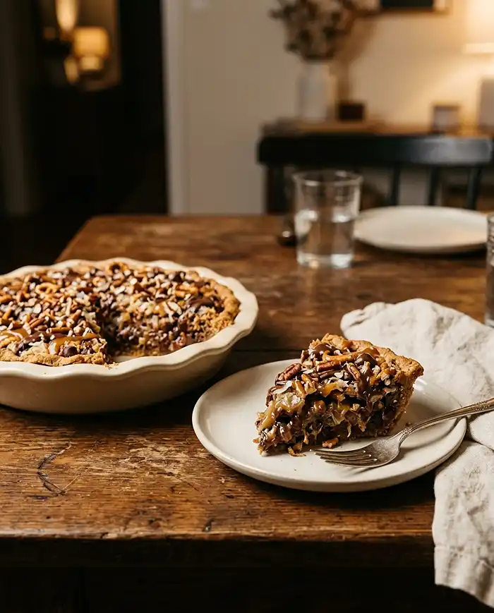 Texas Trash Pie Recipe on table