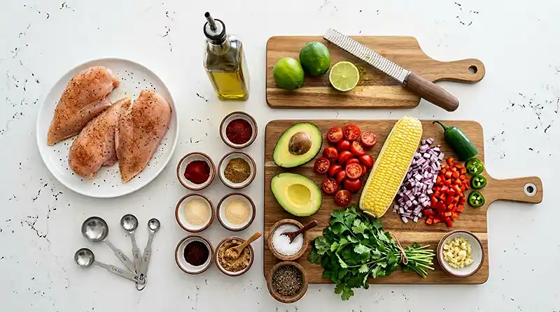 ingredients for Fiesta Lime Chicken with Avocado