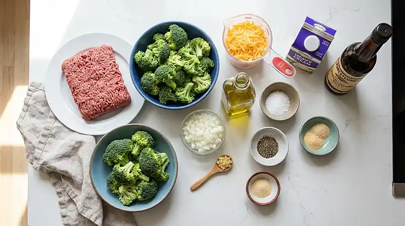 Keto Hamburger Broccoli Skillet 2 ingredients for Keto Hamburger Broccoli Skillet