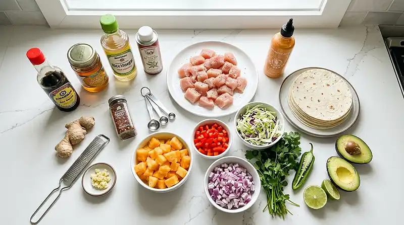 preparing the Pineapple Chicken Tacos