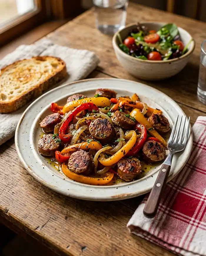 5-Ingredient Sausage and Pepper Skillet Recipe