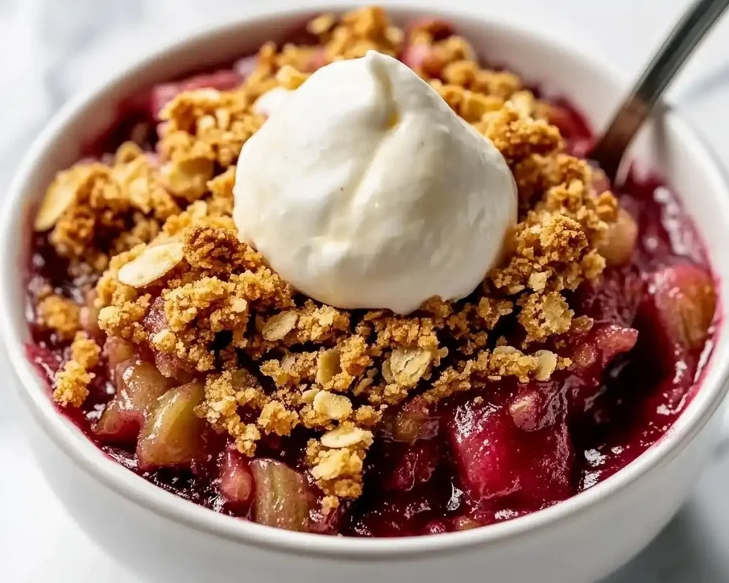Buttery Rhubarb Crisp with Jammy Tart Filling
