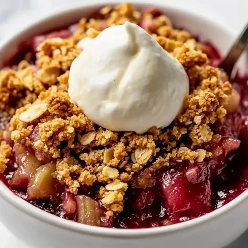 Buttery Rhubarb Crisp with Jammy Tart Filling