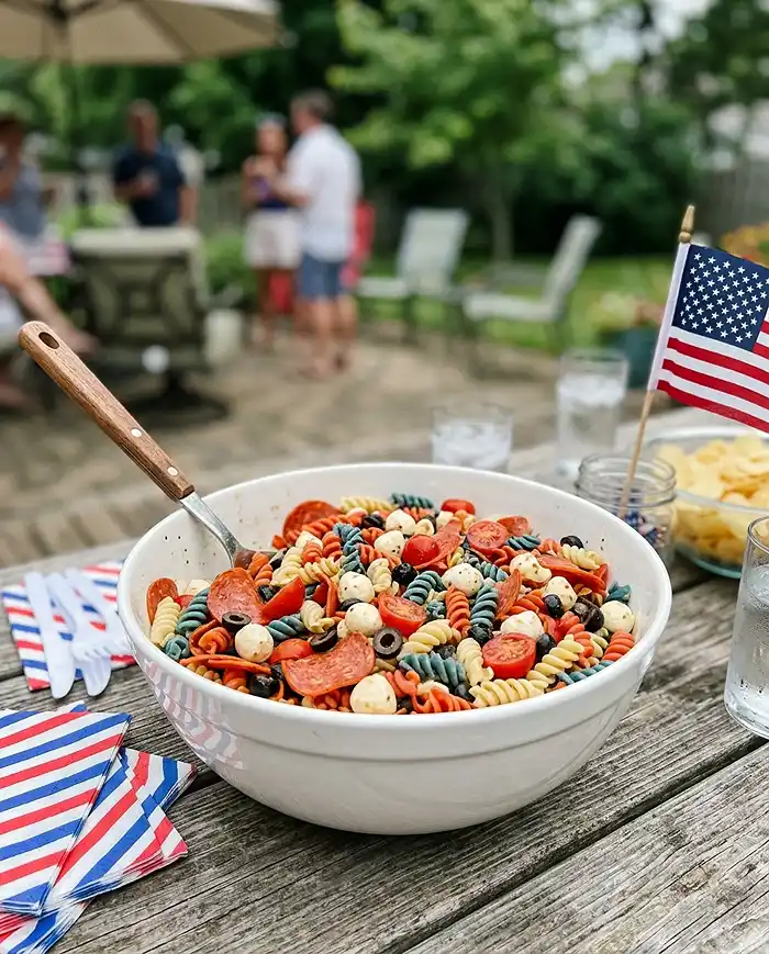 Chilled 4th of July Pasta Salad Recipe