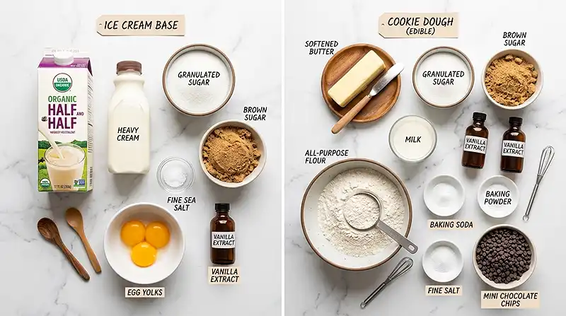 Chocolate Chip Cookie Dough Ice Cream ingredients