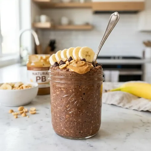 Chocolate Peanut Butter Banana Overnight Oats Recipe