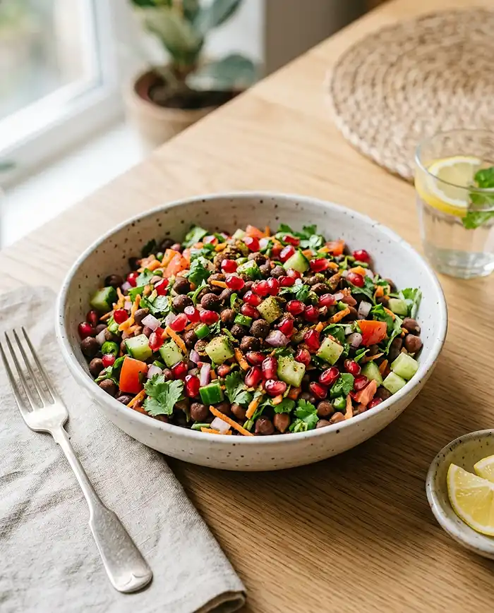 Easy High Protein Black Chickpeas Salad