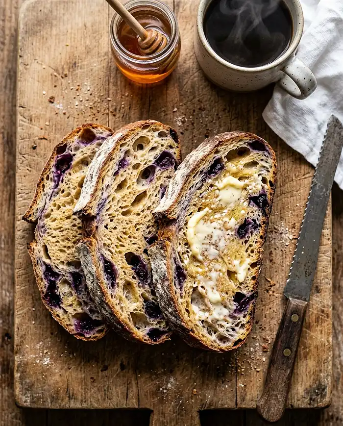Homemade costco blueberry sourdough bread