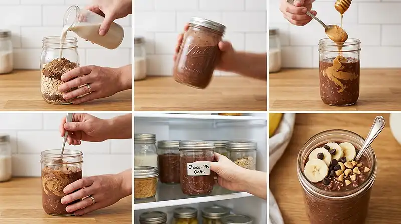 How to Make Chocolate Peanut Butter Banana Overnight Oats