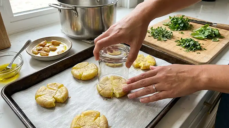 How to Make Crispy Smashed Potatoes with Garlic